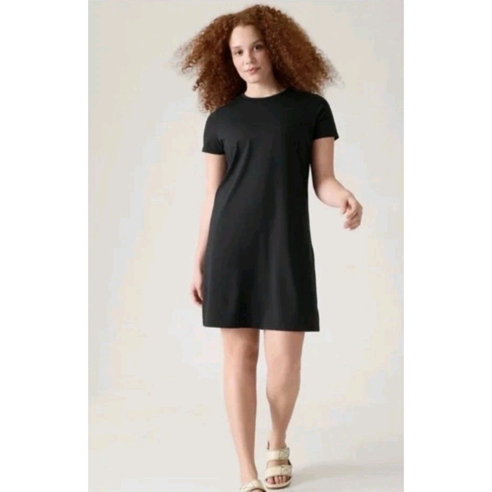 Athleta Women's Essential Tee Dress Round Neck Short Sleeve Black Size‎ XL